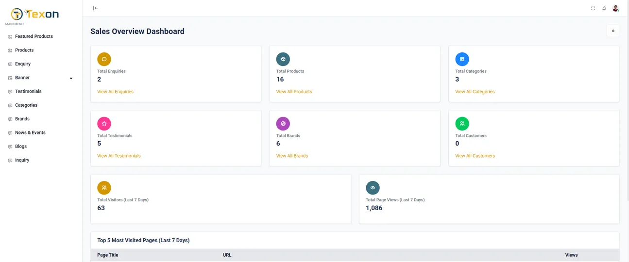 Texon admin dashboard