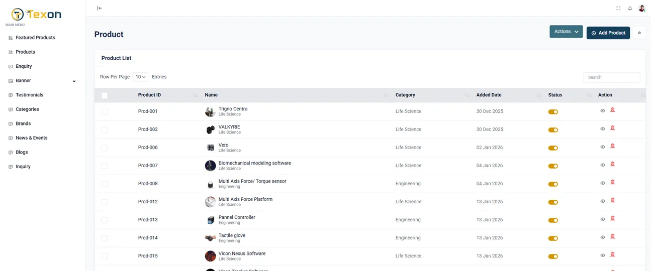 Texon analytics dashboard