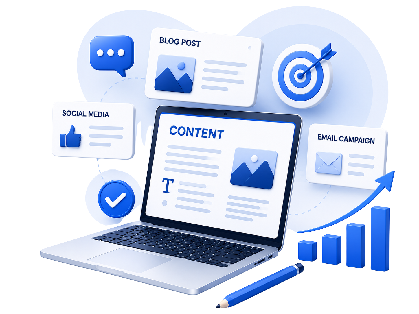 PPC performance dashboard showing clicks, conversions, cost per conversion, CTR, and an upward performance trend across Google and Meta ads
