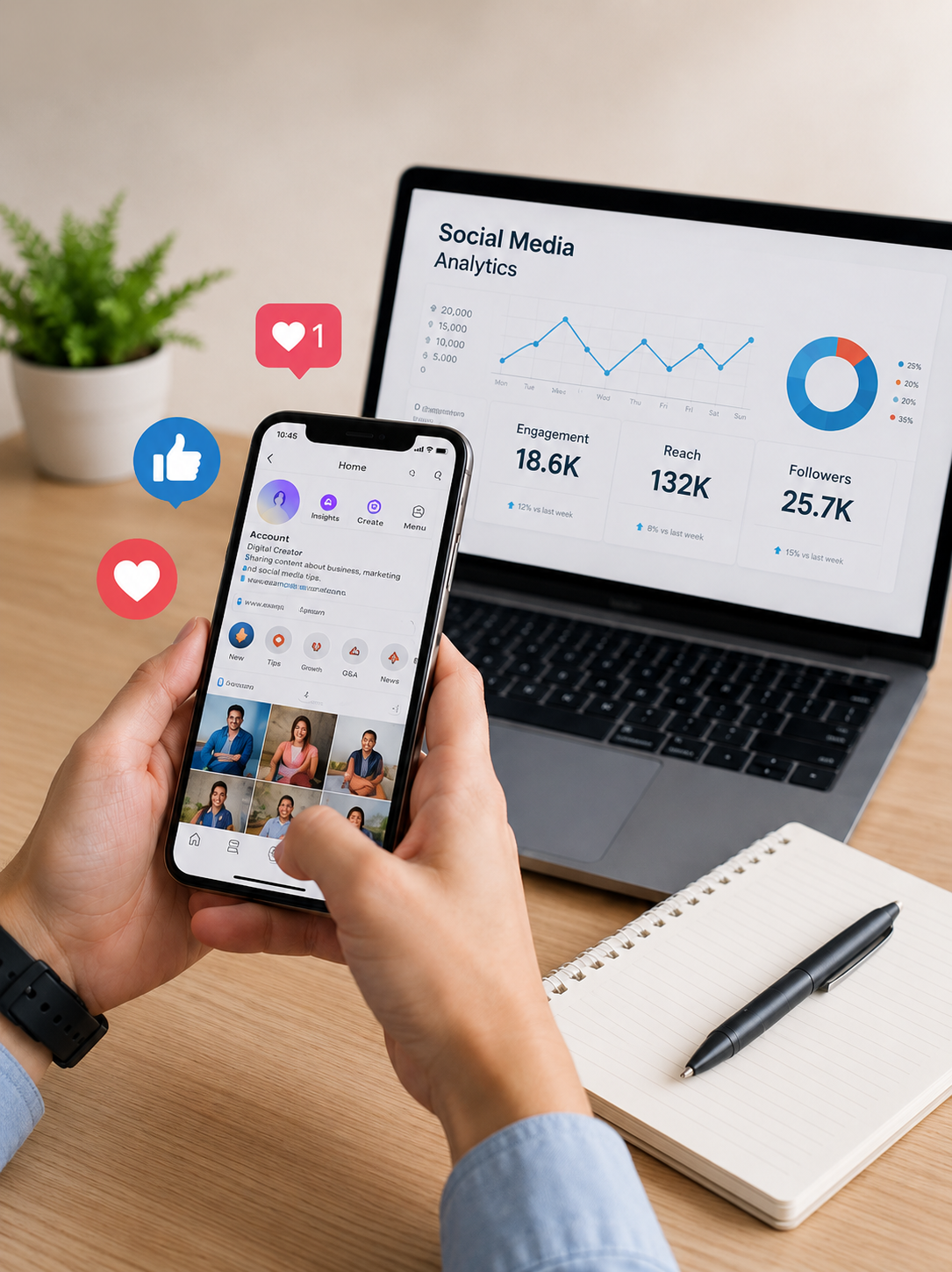 Team social media collaboration placeholder