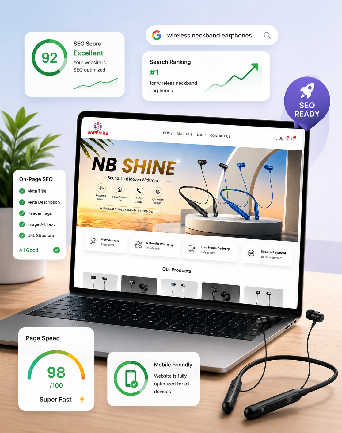 Sapphire responsive e-commerce layout preview